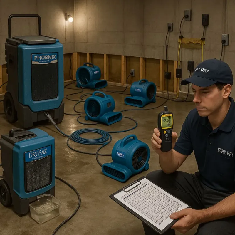 Structural Drying and Dehumidification process in White Plains, NC